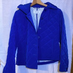 Calvin Klein royal blue quilted coat